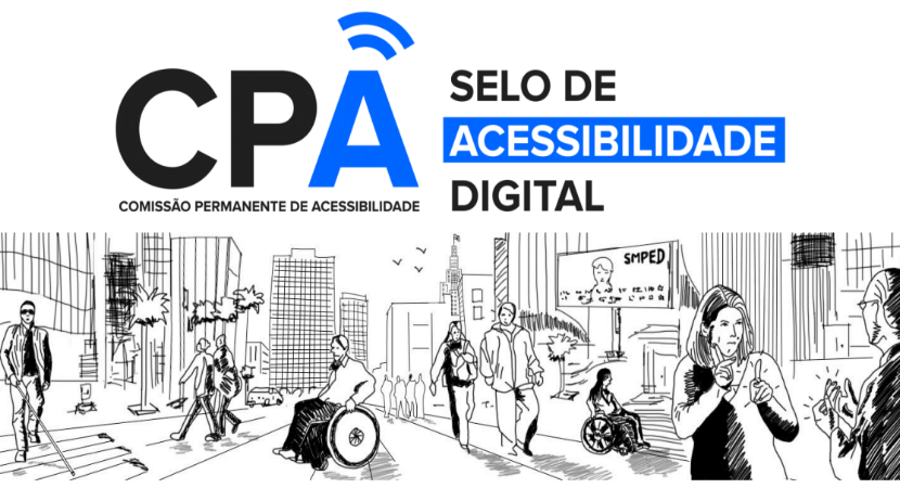 Arte em fundo branco, com o logotipo da Comissão Permanente de Acessibilidade (CPA)
